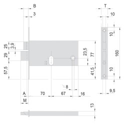 SERRATURA DA INFILARE PER FASCIA PER ALLUMINIO ART. 44460 E70 (PZ 1)