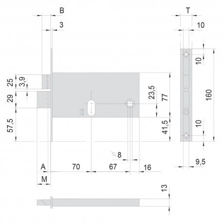 SERRATURA DA INFILARE PER FASCIA PER ALLUMINIO ART. 44460 E70 (PZ 1)