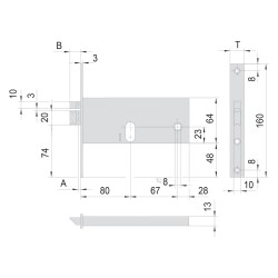 SERRATURA ELETTRICA DA INFILARE PER ALLUMINIO ART. 14510 E80 front.mm 16 / inter.mm 67 (PZ 1)