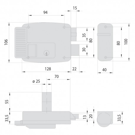 SERRATURA ELETTRICA DA APPLICARE PER FERRO ART. 11761 'N7' E 70 Sx (PZ 1)