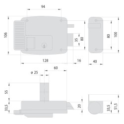 SERRATURA ELETTRICA DA APPLICARE PER FERRO ART. 11721 E 60 Dx (PZ 1)
