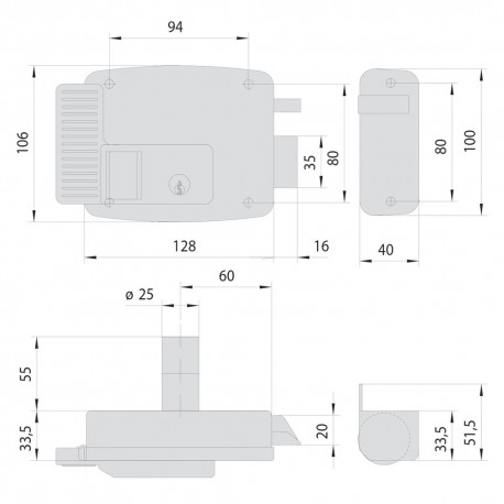 SERRATURA ELETTRICA DA APPLICARE PER FERRO ART. 11721 E 60 Dx (PZ 1)