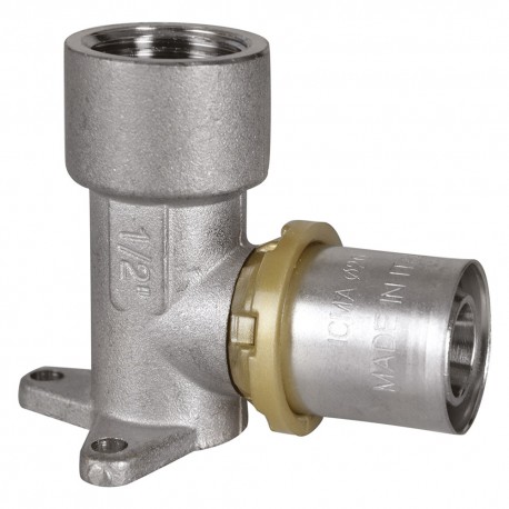 RACCORDO A PRESSARE CURVO CON FLANGIA 3 FORI 'ART. 410' 20 x 2 x 1/2 - femmina (PZ 1)