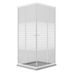 BOX DOCCIA CRISTALLO SERIGRAFATO DUE PORTE 'PERLA' cm 80 x 80 - H 185 (PZ 1)