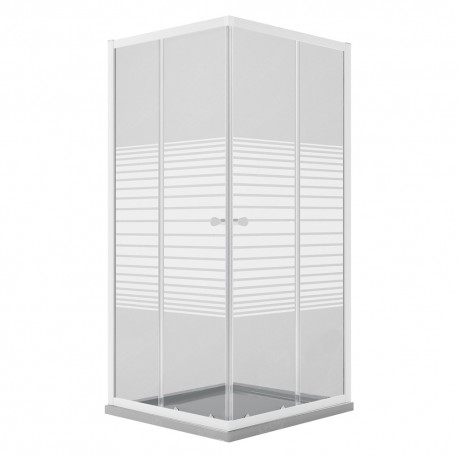 BOX DOCCIA CRISTALLO SERIGRAFATO DUE PORTE 'PERLA' cm 70 x 90 - H 185 (PZ 1)