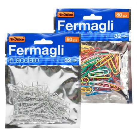 FERMAGLI PER CARTA metallo mm.32 - 80 pz (CF 12)