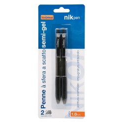 PENNA A SCATTO CON CLIP inchiostro nero - 2 pezzi (BL 12)