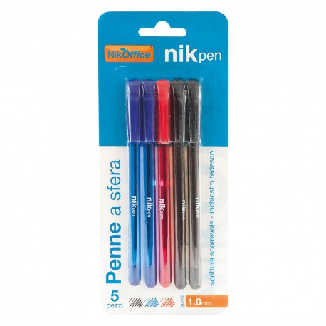 PENNA A SFERA c/tappo - 5 pezzi (BL 12)