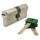 CILINDRO SAGOMATO OTTONE CROMATO CON CHIAVE EUROPEA 'LINEA ECO' mm 45+45  90 (PZ 1)