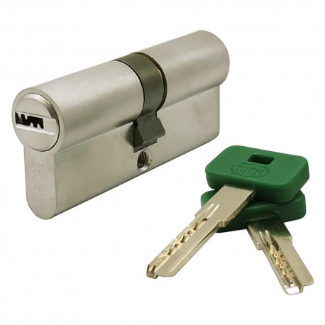 CILINDRO SAGOMATO OTTONE CROMATO CON CHIAVE EUROPEA 'LINEA ECO' mm 45+45  90 (PZ 1)
